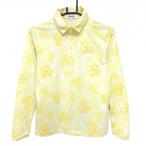  Ashworth рубашка-поло с длинным рукавом белый × желтый общий рисунок половина Zip женский L Golf одежда ASHWORTH|SALE цена 