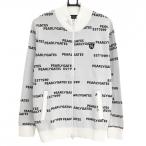 【新品】パーリーゲイツ ニットジャケット 白×黒 ロゴ総柄 メンズ 5(L) ゴルフウェア 2023年モデル PEARLY GATES