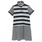  Adabat короткий рукав Polo One-piece серый × чёрный окантовка юбка часть подкладка женский 40(L) Golf одежда adabat