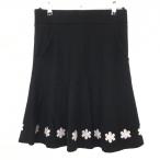 [ прекрасный товар ] Marie Claire вязаный юбка чёрный × серый кромка цветочный принт женский L Golf одежда marie claire