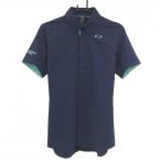 [ очень красивый товар ] Oacley рубашка с коротким рукавом темно-синий × голубой Logo .... часть сетка кнопка down мужской M Golf одежда Oakley
