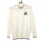 [ очень красивый товар ] Adidas свитер белый × темно-синий рукав кабель плетеный Logo .... шерсть . женский L/G Golf одежда adidas