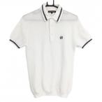 [ прекрасный товар ]rosa-sen вязаный рубашка-поло с коротким рукавом белый × темно-синий воротник * манжеты линия хлопок . мужской M Golf одежда Rosasen