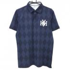 トミーヒルフィガーゴルフ 半袖ポロシャツ ダークネイビー×ネイビー アーガイル 胸元ロゴ メンズ LL ゴルフウェア Tommy Hilfiger Golf