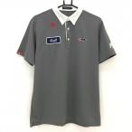 【新品】ラフアンドスウェル 半袖ポロシャツ グレー×白 ワッペン ボタンダウン メンズ L ゴルフウェア rough＆swell