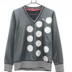  Puma s need чёрный × белый передняя сторона точка V шея блузон мужской M Golf одежда PUMA