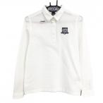 zo-i рубашка-поло с длинным рукавом белый × темно-синий тканый ткань часть цветочный принт женский 38(M) Golf одежда ZOY