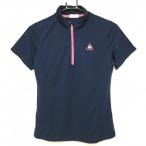 [ новый товар ] Le Coq короткий рукав с высоким воротником рубашка темно-синий × розовый половина Zip Logo .... женский M Golf одежда le coq sportif