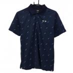 [ очень красивый товар ] Oacley рубашка-поло с коротким рукавом темно-синий × голубой Logo общий рисунок . изначальный принт мужской M Golf одежда Oakley