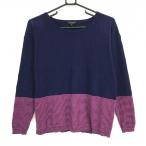  теория свитер темно-синий × розовый манжеты * кромка маленький окантовка кашемир 100% женский S Golf одежда theory