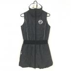 [ прекрасный товар ] filler Golf с хлопком безрукавка One-piece серый × чёрный полоса окантовка воротник обратная сторона боа женский M Golf одежда FILA GOLF