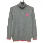  Adidas ta-toru шея свитер серый × розовый рукав кабель плетеный шерсть . вязаный женский L/G Golf одежда adidas