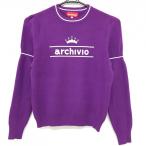 aruchibio свитер лиловый × белый вязаный Crown принт женский 38(M) Golf одежда archivio