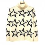 Pearly Gates ta-toru шея свитер слоновая кость × темно-синий звезда рисунок вязаный шерсть 100% женский 0(S) Golf одежда PEARLY GATES