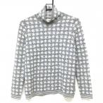  Adabat ta-toru шея свитер серый × белый общий рисунок шерсть 100% вязаный женский 38(M) Golf одежда adabat