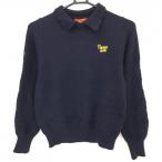 [ прекрасный товар ] Beams Golf воротник имеется свитер темный темно-синий Logo желтый Anne gola. вязаный женский S Golf одежда BEAMS GOLF