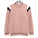 [ прекрасный товар ] TaylorMade свитер дымчатый розовый × темно-синий × белый манжеты * кромка линия шерсть . вязаный женский L Golf одежда TaylorMade