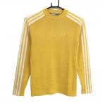 [ прекрасный товар ] Adidas свитер оттенок желтого × белый рукав 3 полоса s шерсть . вязаный женский S Golf одежда adidas