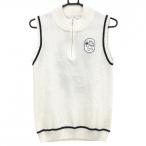 [ прекрасный товар ] Jun and Rope вязаный лучший белый × темно-синий половина Zip задний большой Logo женский L Golf одежда JUN&ROPE