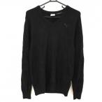 [ прекрасный товар ] Puma свитер чёрный общий рисунок плетеный вязаный шерсть .V шея мужской L Golf одежда PUMA