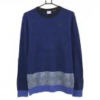  Puma свитер голубой × чёрный Glenn проверка style вязаный шерсть . мужской L Golf одежда PUMA