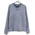 [ прекрасный товар ] Puma свитер . темно-синий вязаный обратная сторона ворсистый V шея мужской XL Golf одежда PUMA