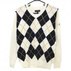 [ прекрасный товар ] Callaway свитер слоновая кость × чёрный a-ga il рисунок V шея шерсть . вязаный мужской M Golf одежда Callaway