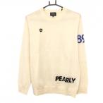 [ прекрасный товар ] Pearly Gates свитер слоновая кость × чёрный вязаный шерсть 100% кромка Logo мужской 5(L) Golf одежда PEARLY GATES