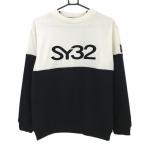 [ новый товар ]SY32 с высоким воротником футболка белый × чёрный вязаный обратная сторона ворсистый большой Logo мужской L Golf одежда 2023 год модели SY32 BY SWEET YEARS