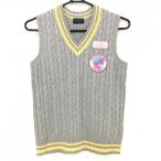 [ очень красивый товар ] Kiss on The зеленый вязаный лучший серый × желтый V шея кабель плетеный женский 2(M) Golf одежда kiss on the green