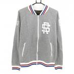 ショッピングゴルフ 【超美品】ラフアンドスウェル ブルゾン 杢グレー×白 ロゴプリント 裏地付き メンズ M ゴルフウェア rough＆swell