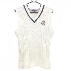  Beams Golf вязаный лучший белый × темно-синий кабель плетеный V шея мужской XL Golf одежда BEAMS GOLF