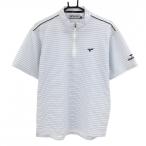 [ прекрасный товар ] Tour Stage короткий рукав с высоким воротником рубашка белый × голубой окантовка половина Zip мужской M Golf одежда TOURSTAGE