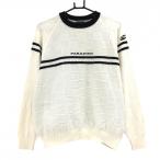 [ очень красивый товар ] Paradiso подкладка есть свитер белый × чёрный передний Logo тканый ткань подкладка часть мельчайший ворсистый шерсть . мужской L Golf одежда Paradiso