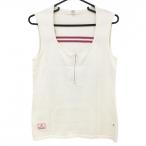 [ прекрасный товар ]zo-i вязаный лучший слоновая кость × розовый красный половина Zip хлопок 100% женский M Golf одежда ZOY