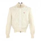 [ прекрасный товар ] Callaway внутренний есть вязаный жакет слоновая кость × белый кабель плетеный шерсть . женский S Golf одежда Callaway