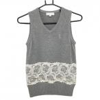  Callaway вязаный лучший серый × белый . часть гонки стразы Logo женский M Golf одежда Callaway