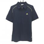 [ прекрасный товар ] Adidas рубашка-поло с коротким рукавом темный темно-синий × желтый половина Zip Logo .... мужской O/XG(XL) Golf одежда adidas