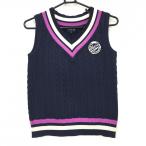  Pearly Gates вязаный лучший темно-синий × лиловый × белый V шея женский 0(S) Golf одежда PEARLY GATES