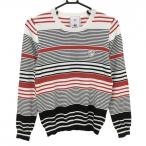 [ прекрасный товар ] Jun and Rope свитер белый × чёрный окантовка . изначальный нашивка вязаный женский M Golf одежда JUN&ROPE