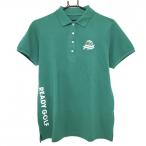 【新品】パーリーゲイツ 半袖ポロシャツ グリーン ロゴ刺しゅう 日本製 レディース 2(L) ゴルフウェア PEARLY GATES