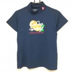 ルコック 半袖ハイネックシャツ ネイビー フロントプリント オレンジ レディース L ゴルフウェア le coq sportif
