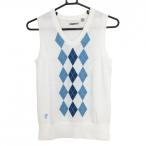 [ очень красивый товар ] Ashworth вязаный лучший белый × голубой передняя сторона a-ga il хлопок 100% женский S Golf одежда ASHWORTH