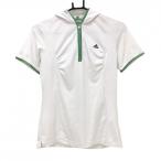 [ очень красивый товар ] Adidas с капюшоном футболка белый × зеленый половина Zip стрейч женский M/M Golf одежда образец товар adidas