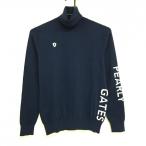 【新品】パーリーゲイツ タートルネックセーター ネイビー ロゴ白 コットン混 ニット レディース 0(S) ゴルフウェア PEARLY GATES