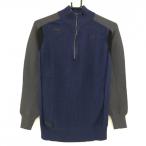  Oacley с высоким воротником свитер темно-синий × серый половина Zip хлопок * шерсть . женский L Golf одежда Oakley