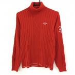 [ новый товар ] Callaway ta-toru шея свитер красный полоса плетеный Logo белый вязаный женский L Golf одежда Callaway