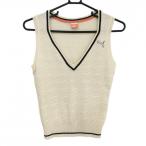 [ прекрасный товар ] Puma вязаный лучший слоновая кость × чёрный передняя сторона общий рисунок плетеный шерсть 100% женский S Golf одежда PUMA