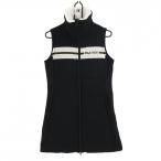 [ очень красивый товар ] filler Golf с хлопком безрукавка One-piece чёрный × белый . изначальный Logo шея внутри сторона боа женский M Golf одежда FILA GOLF