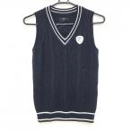 [ очень красивый товар ] Callaway вязаный лучший темно-синий × белый V шея нашивка женский S Golf одежда Callaway